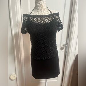 Létté Elegant Black Lace Mini Dress S/M